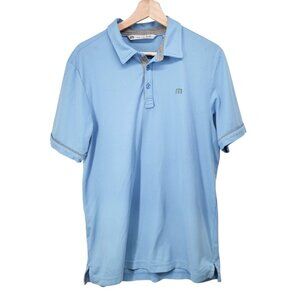 Travis Mathew Mens Light Blue Polo Shirt Size M Pima Cotton/Polyester Short Slee